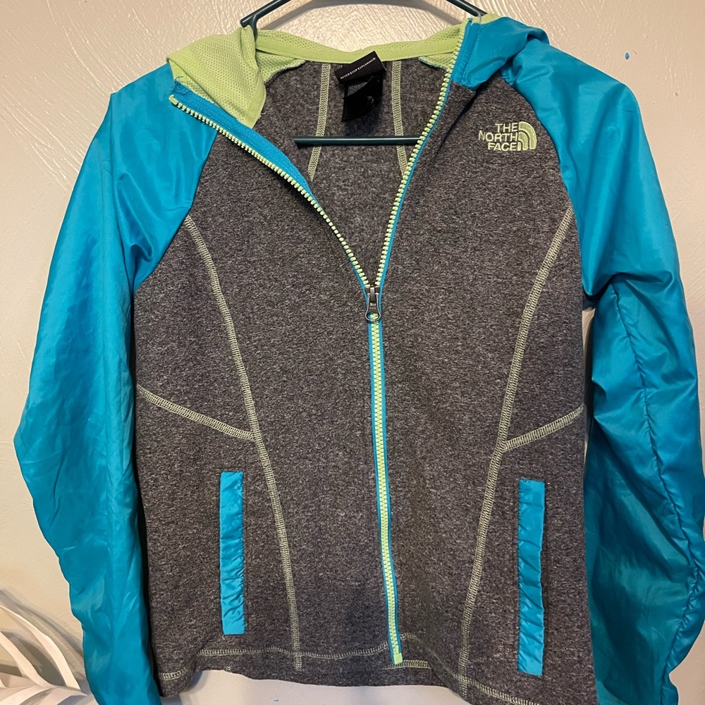 The North Face Lime Green and Gray Jacket with hood